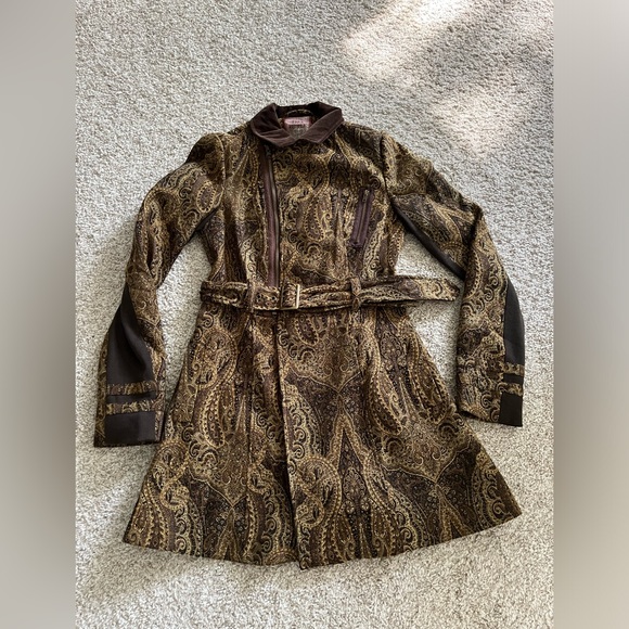 Vintage FREE PEOPLE jacquard paisley jacket pea coat 🧥 unique - Picture 2 of 13